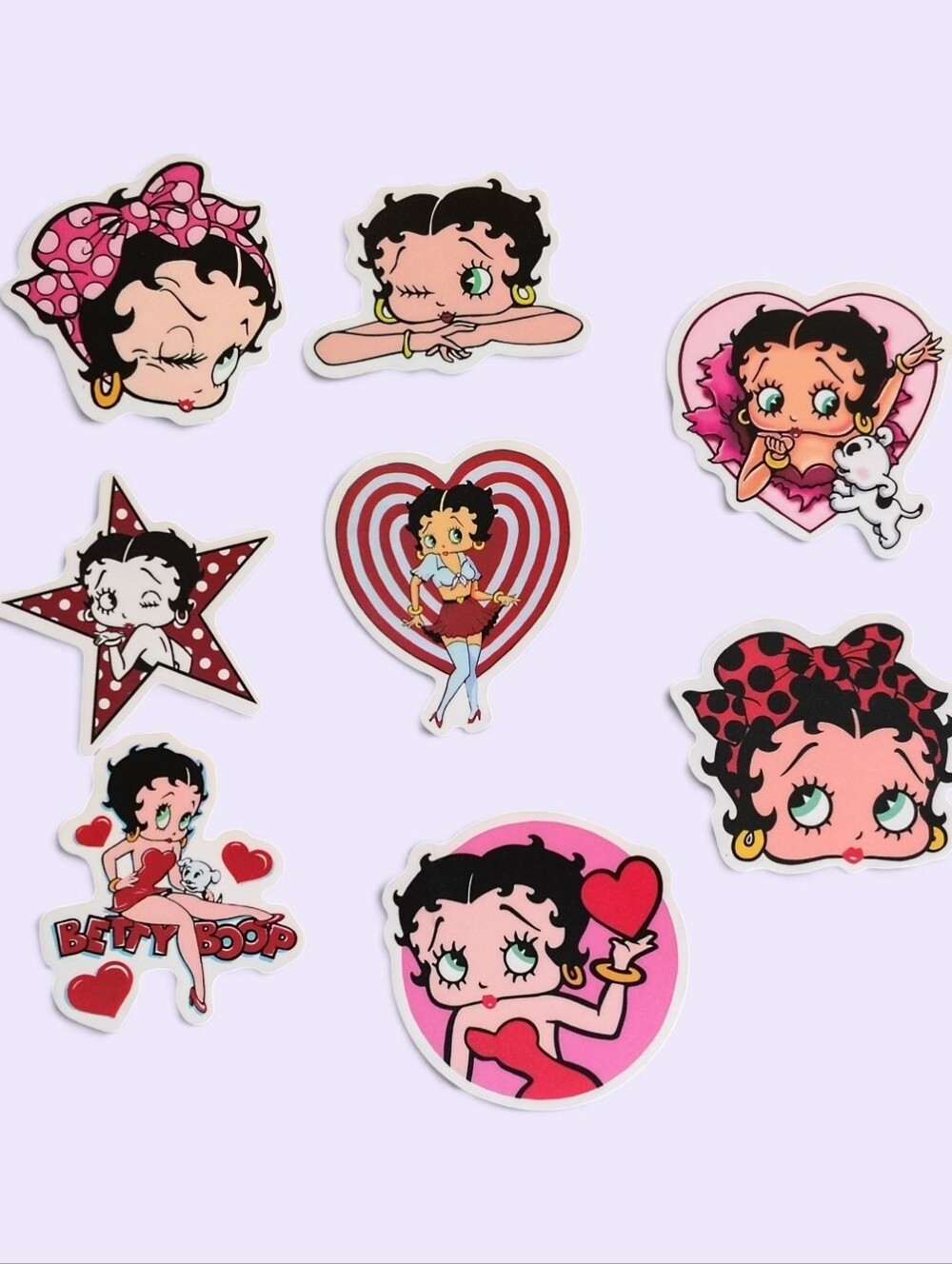 Betty Boop Pink Heart Sticker Set - 8 Stickers